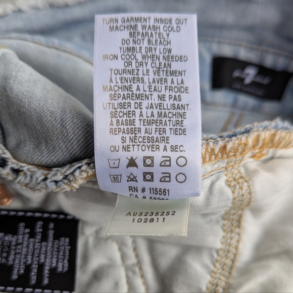 7FAM Light Wash Denim High Rise Paperbag Shorts with Braided Belt Size 27 - Picture 10 of 11